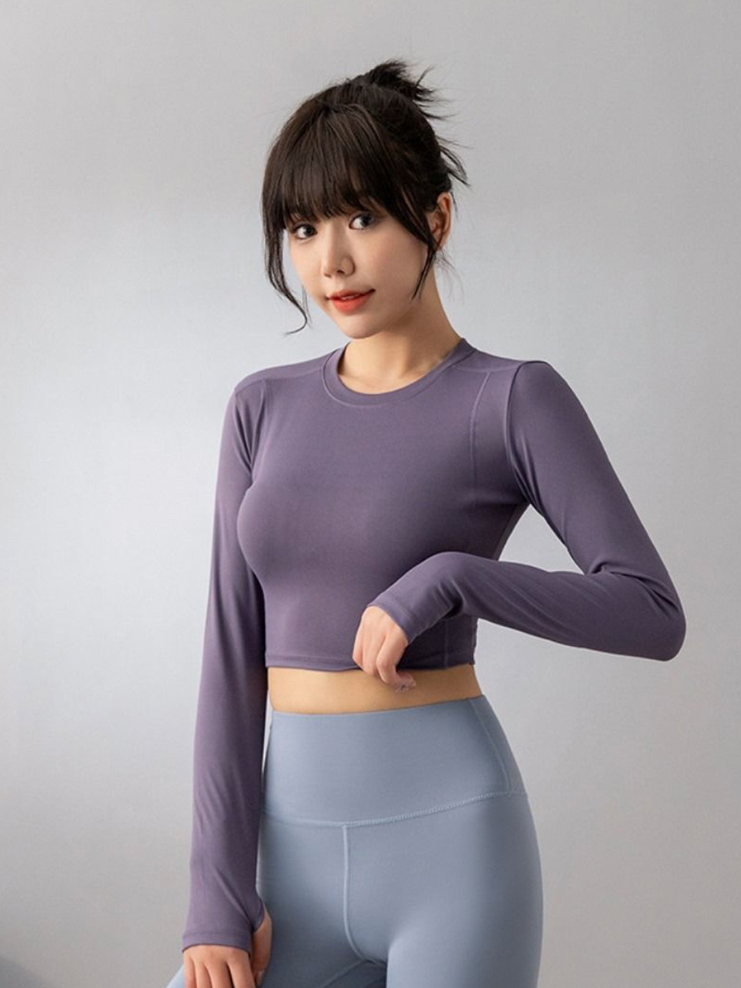

HRX Long Sleeves Slim Fit Sports Tshirt, Purple
