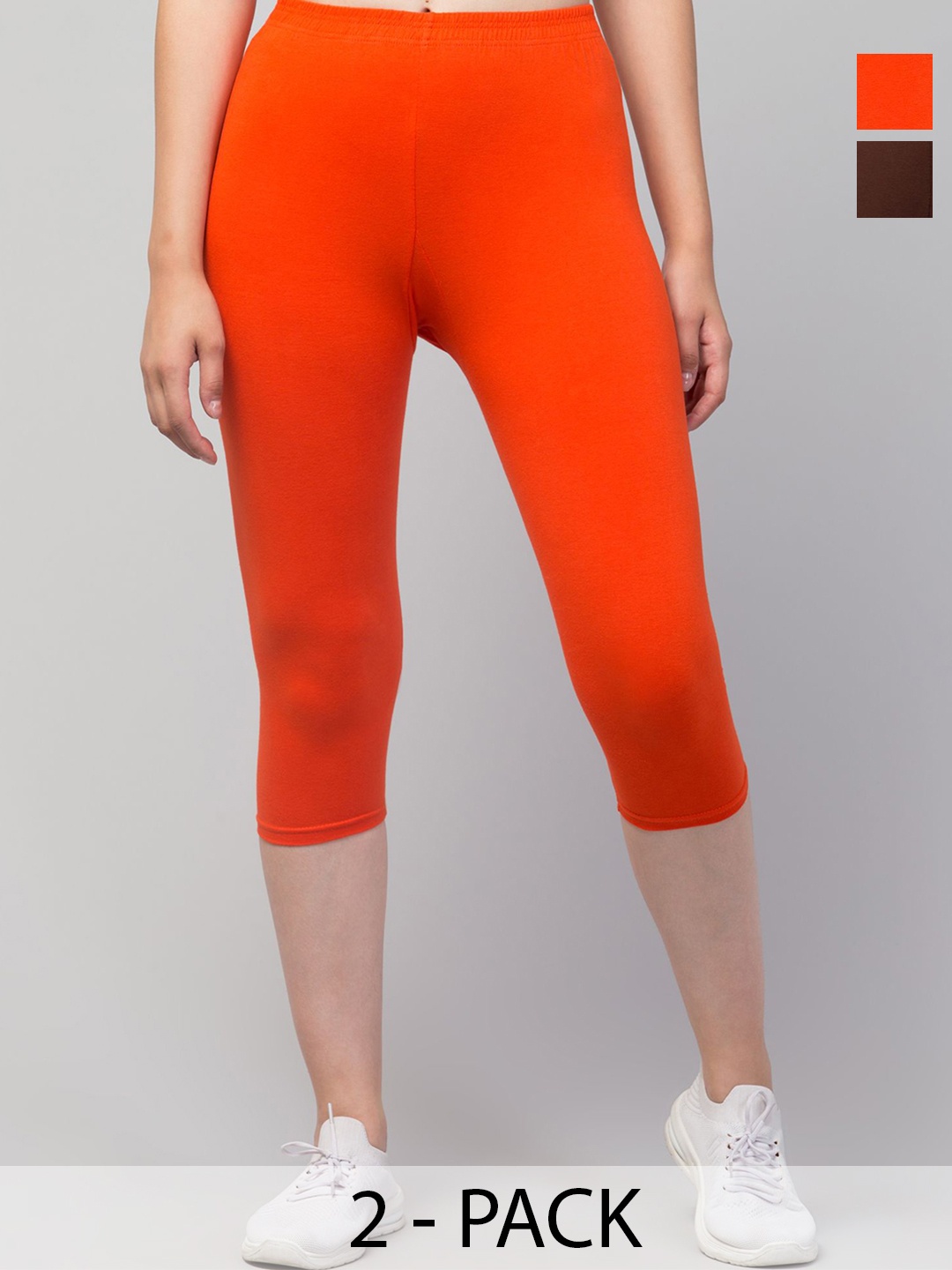 

UllasPemium Women Skinny Fit Capris, Brown