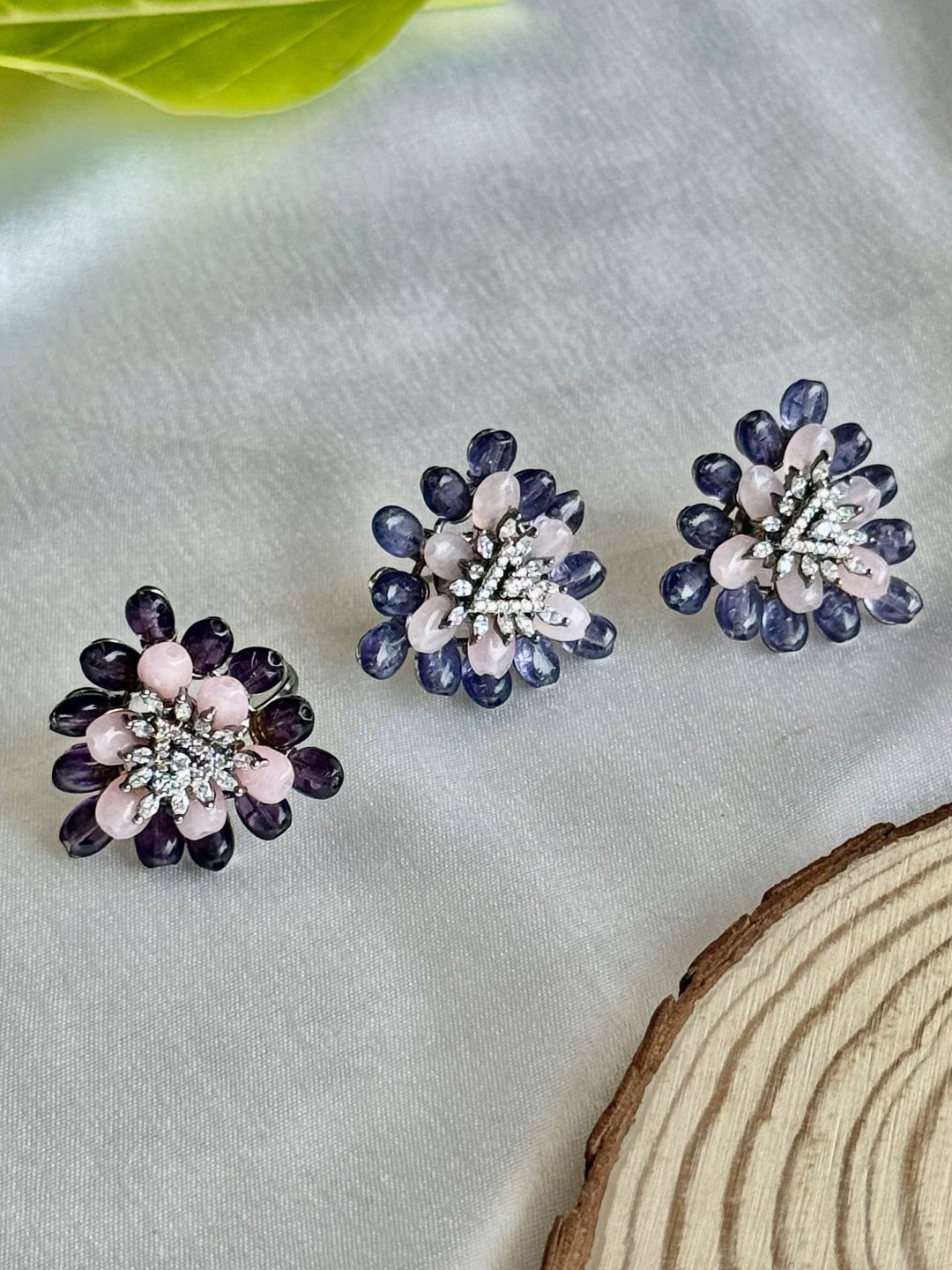 

The Jewellery Tale Silver-Plated Artificial Stone StuddedJewellerySet, Purple