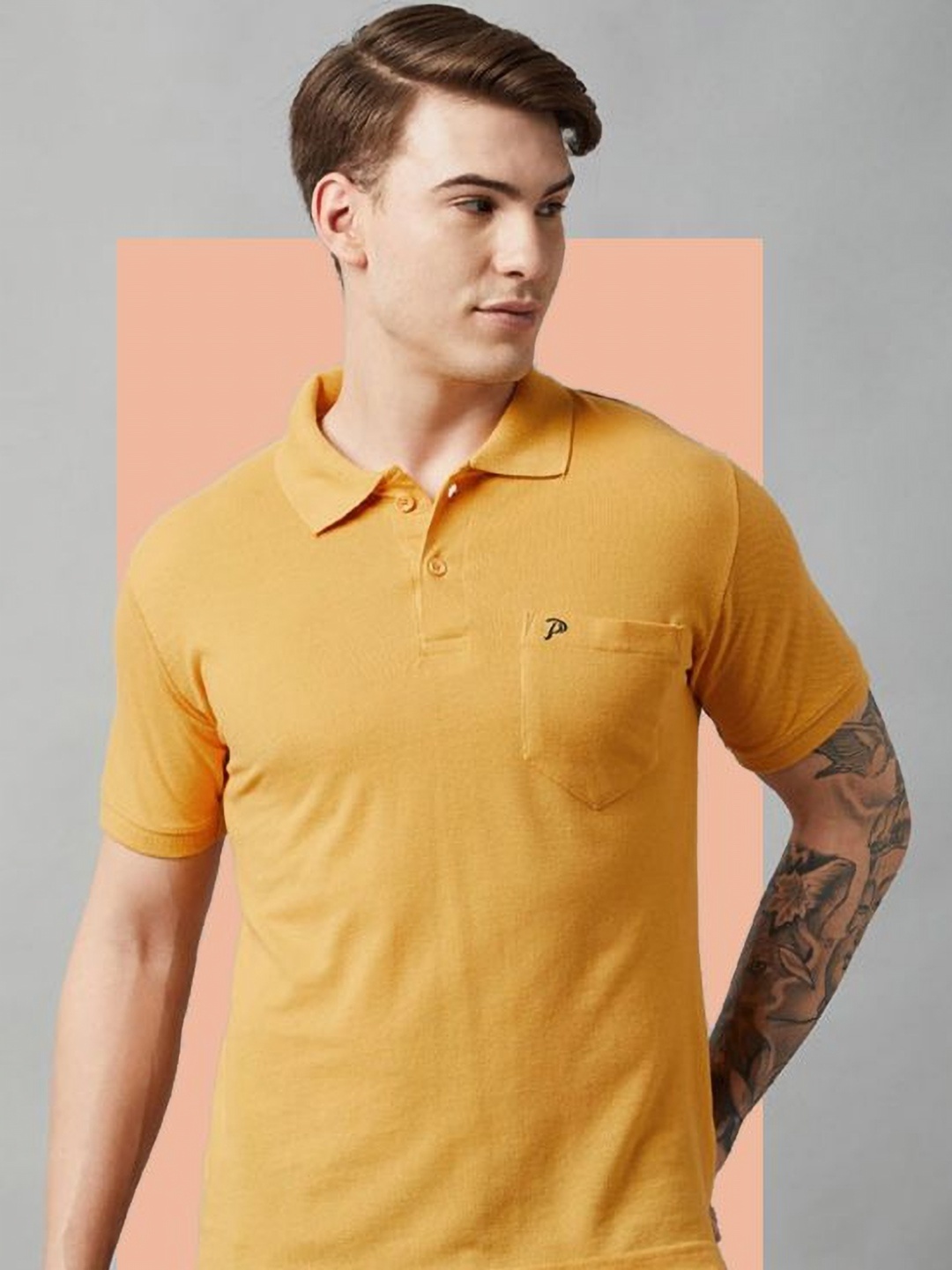 

Promount Men Polo Collar Pockets T-shirt, Gold