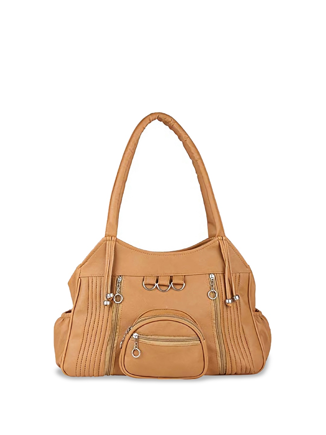 

SDN STAR PU Structured Hobo Bag, Tan