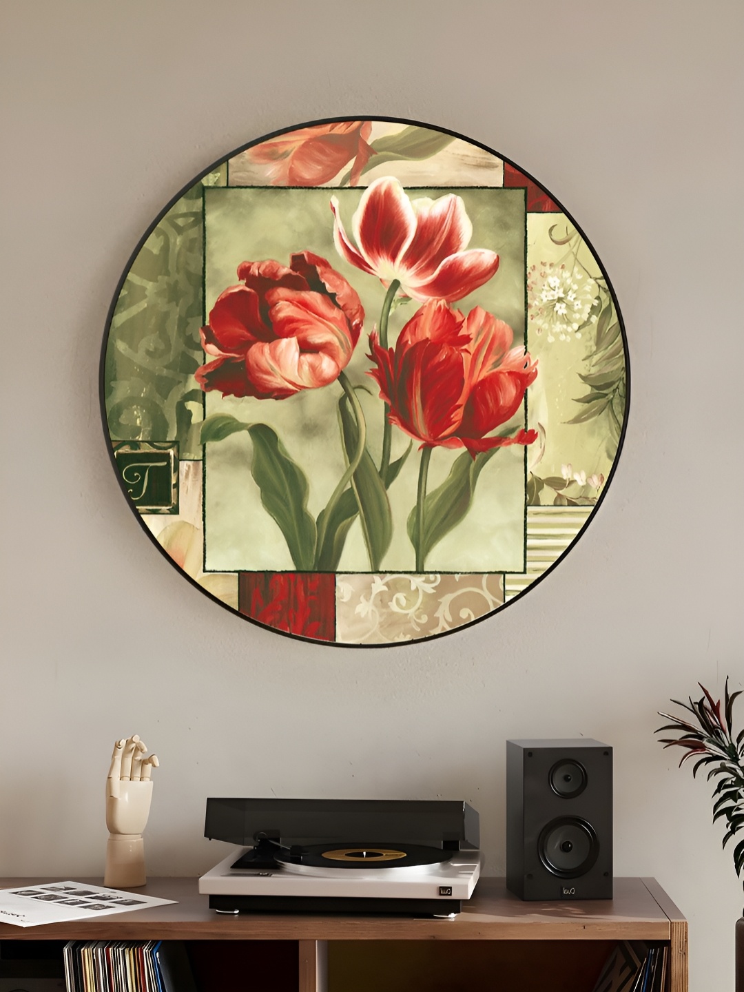 

Myntra Elegant Homes Red & Green 1 Piece Wood Floral and Botanical Wall Paintings