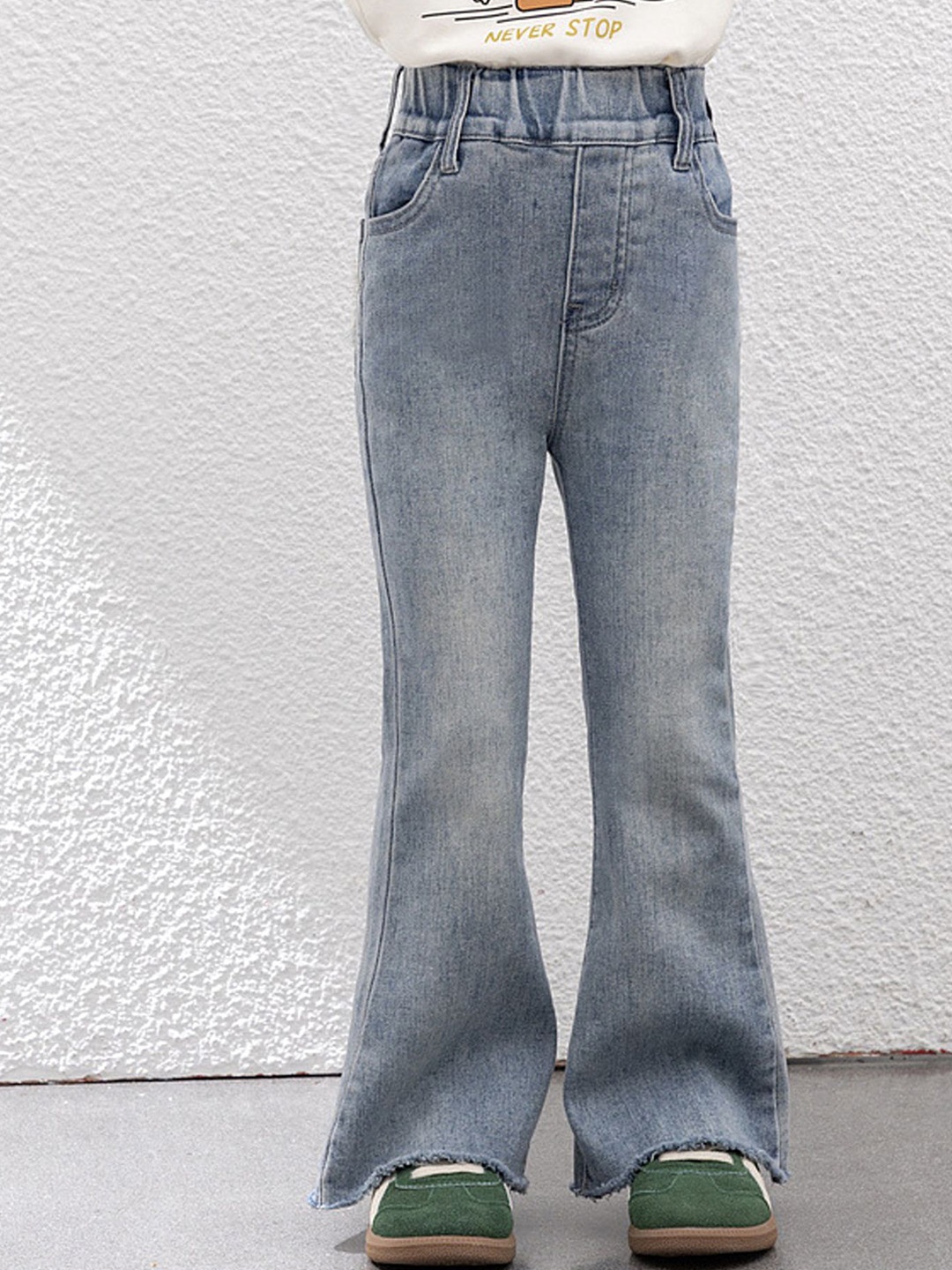 

LULU & SKY Girls Bootcut High-Rise Highly Distressed Heavy Fade Jeans, Blue