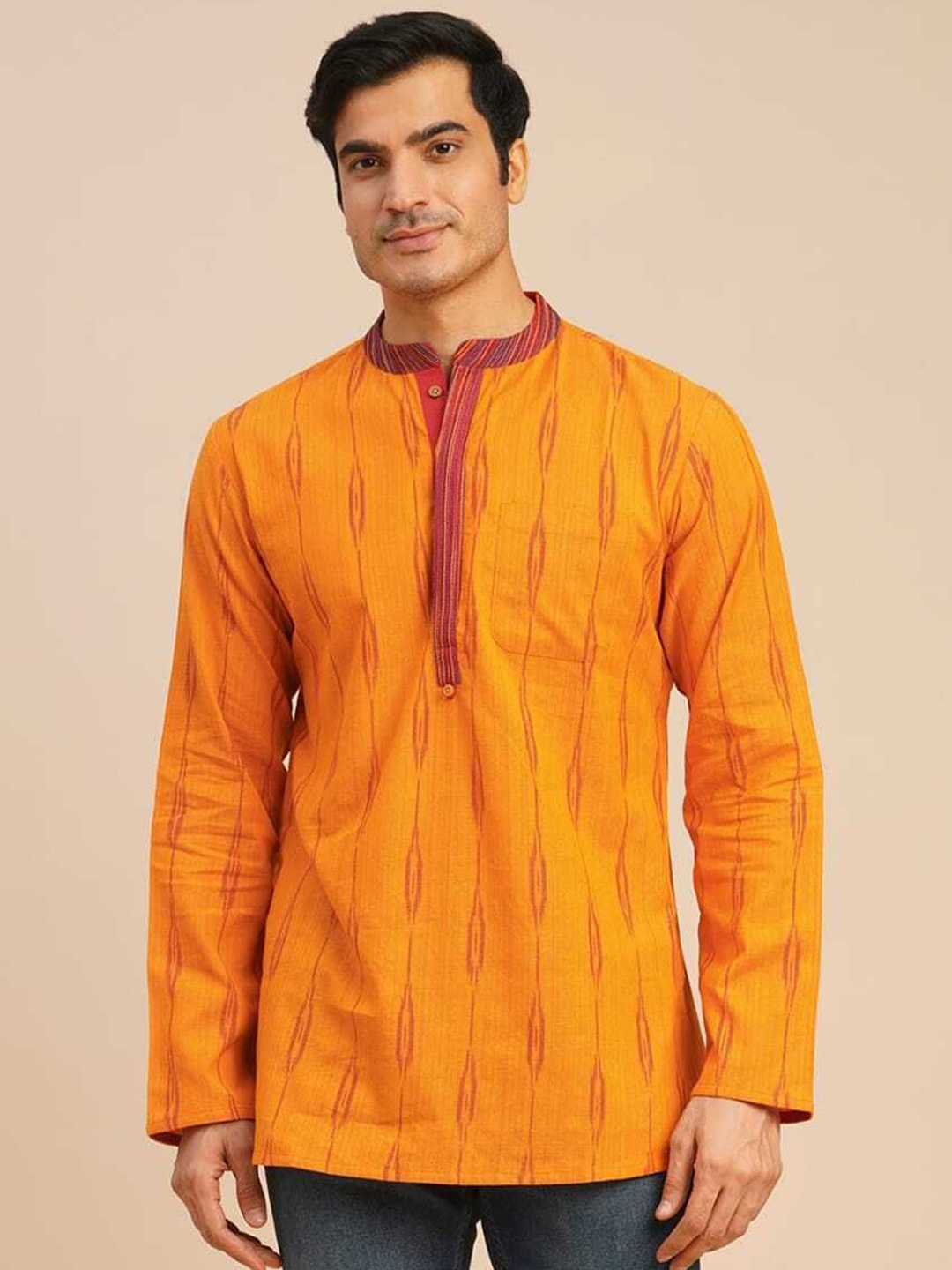 

Arch element Men Mirror Work Kurta, Yellow