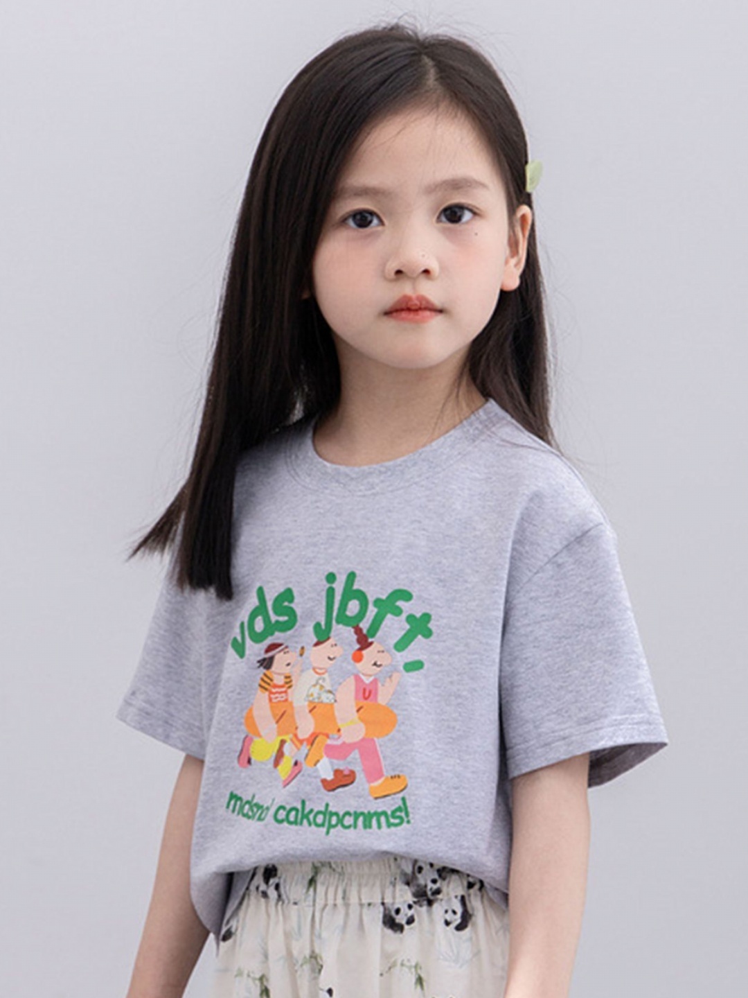 

LULU & SKY Girls Floral Printed T-shirt, Grey