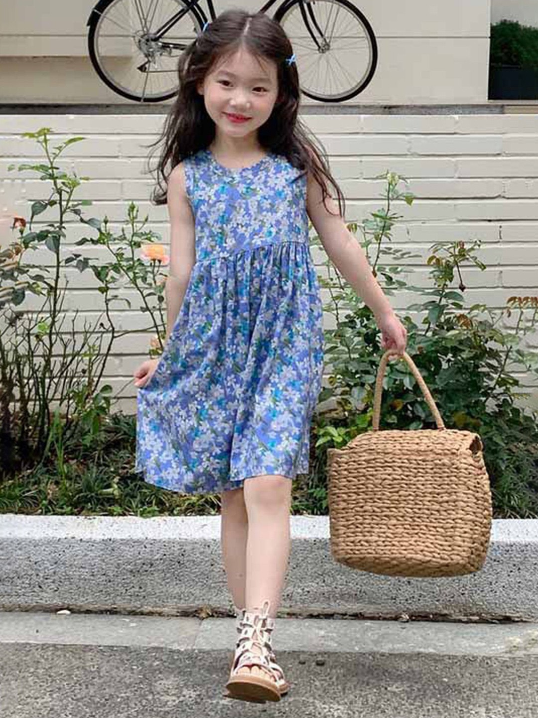 

LULU & SKY Floral Print A-Line Dress, Blue