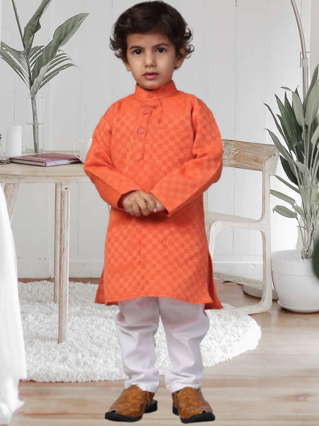 

CENSAL Boys Regular Kurta with Pyjamas, Orange