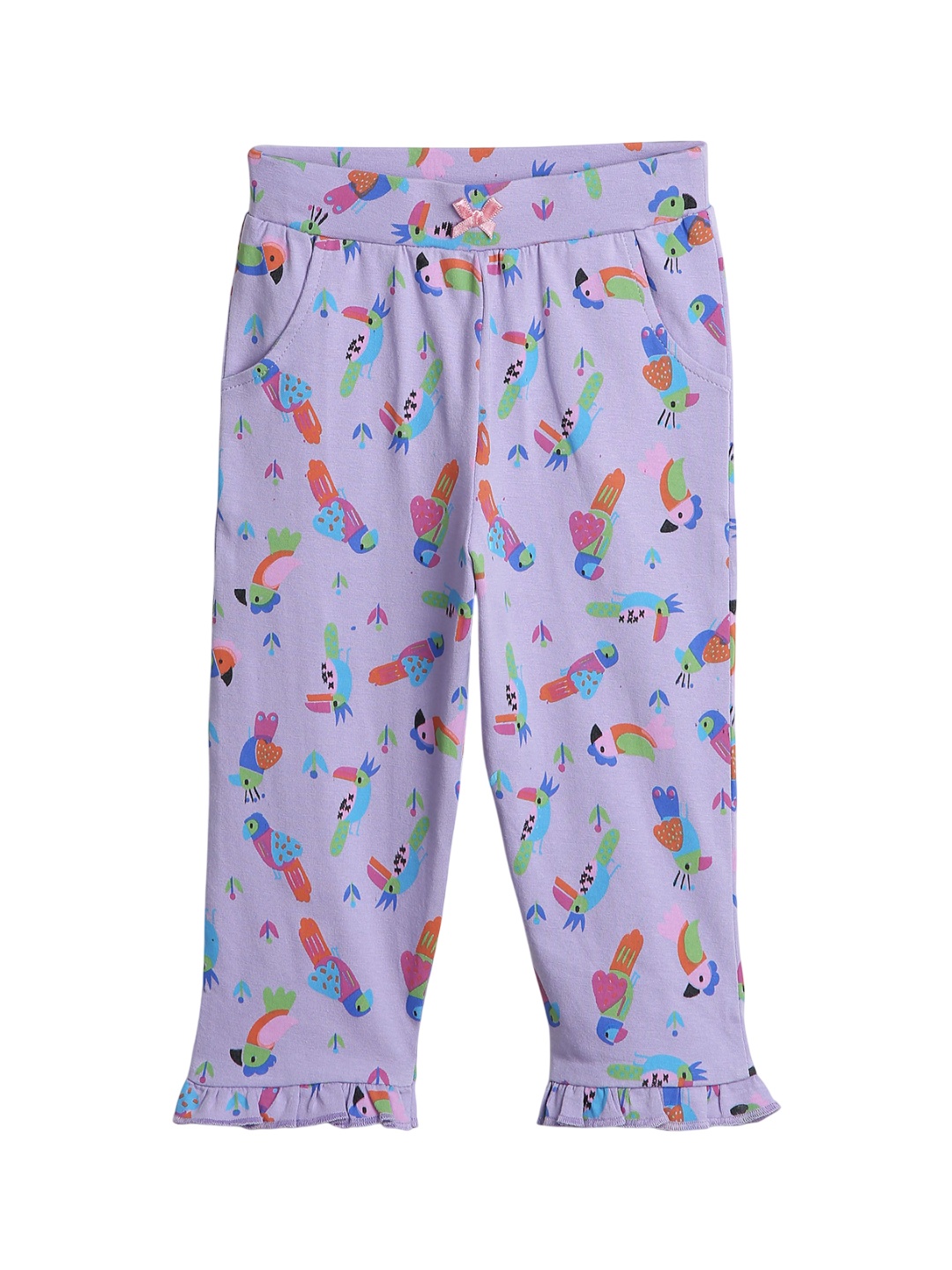 

BONTOTS Infant Girls Printed Organic Cotton Mid-Rise Ankle-Length Leggings, Purple
