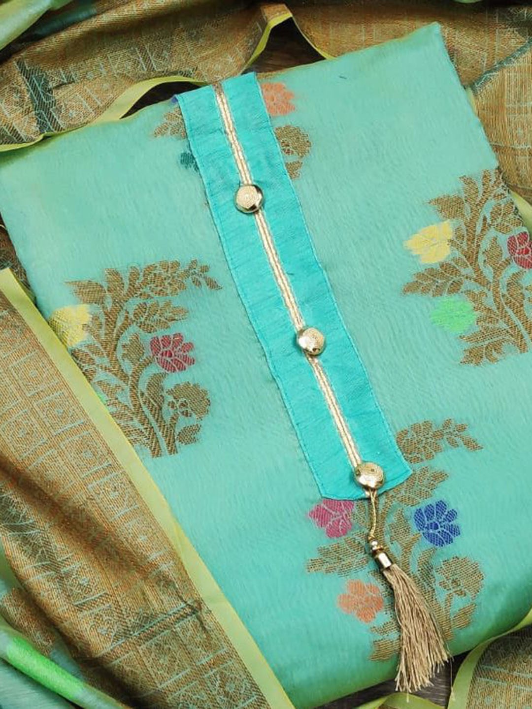 

SAINOOR Semi-Stitched Dress Material, Sea green