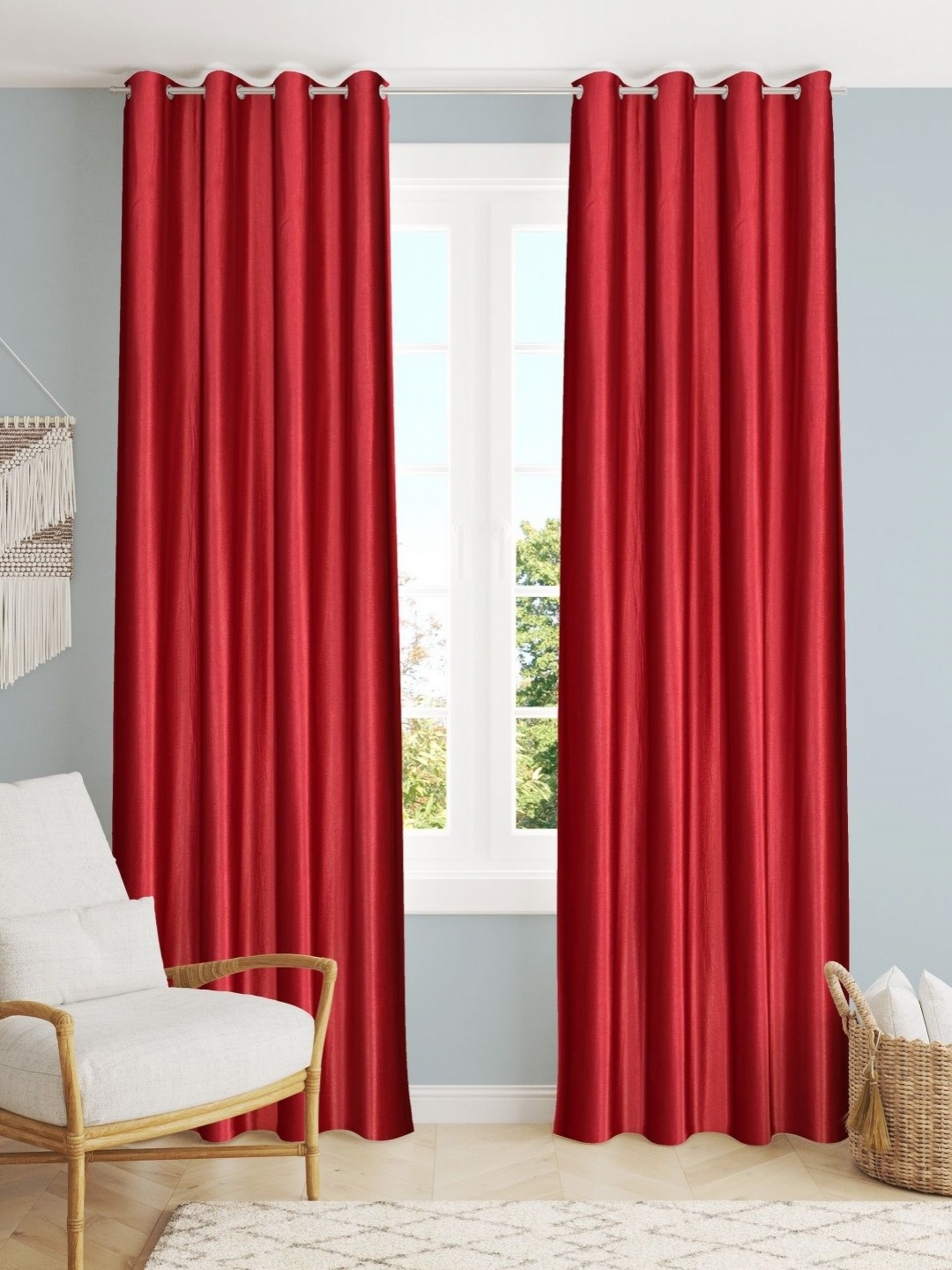 

Galaxy Home Decor Maroon Set of 2 Window Curtain