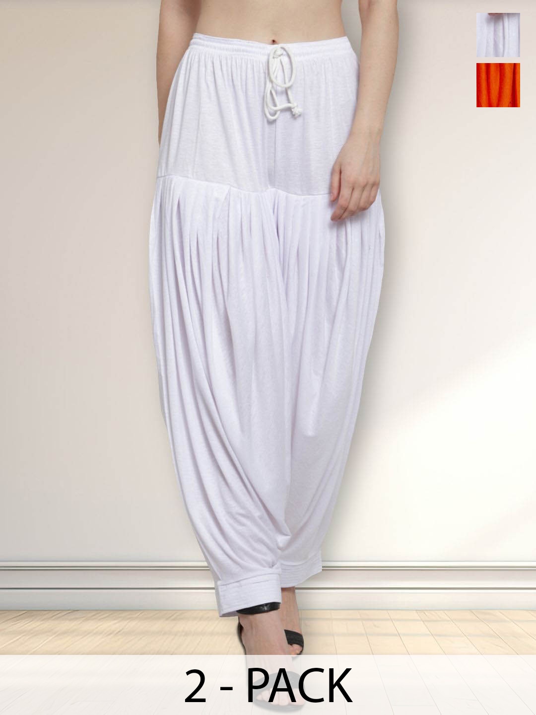 

Jinfo Pack Of 2 Loose Fit Mid-Rise Patiala, White