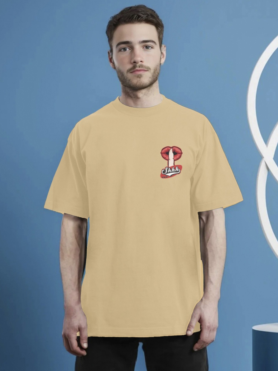 

Moda Rapido Men Printed Applique T-shirt, Skin
