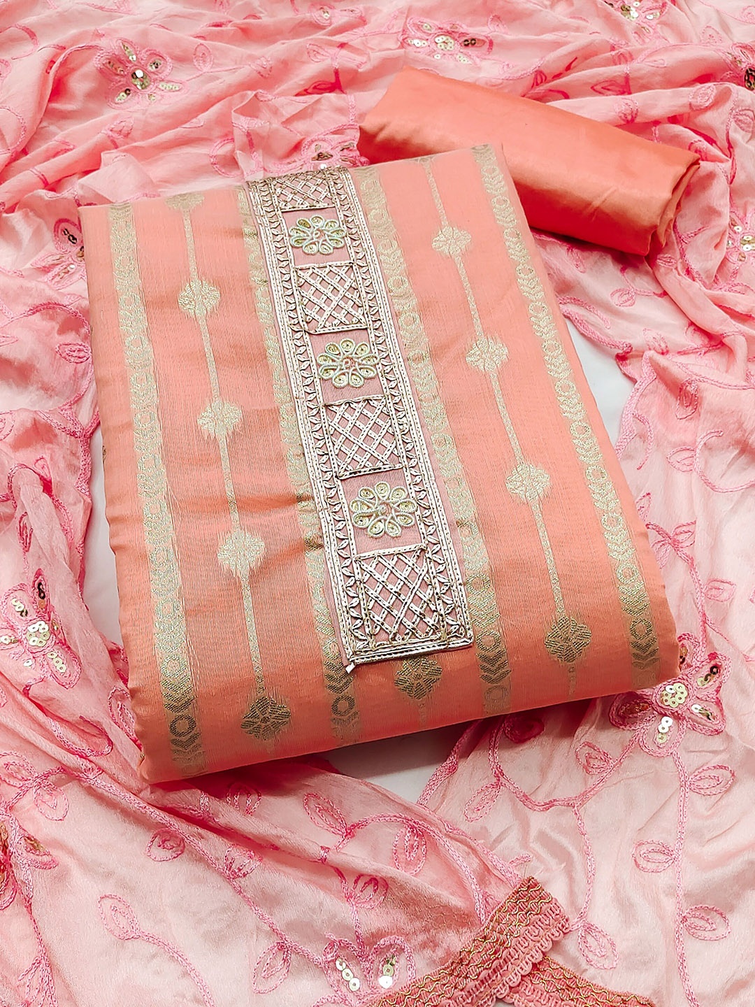 

SAINOOR Semi-Stitched Dress Material, Peach