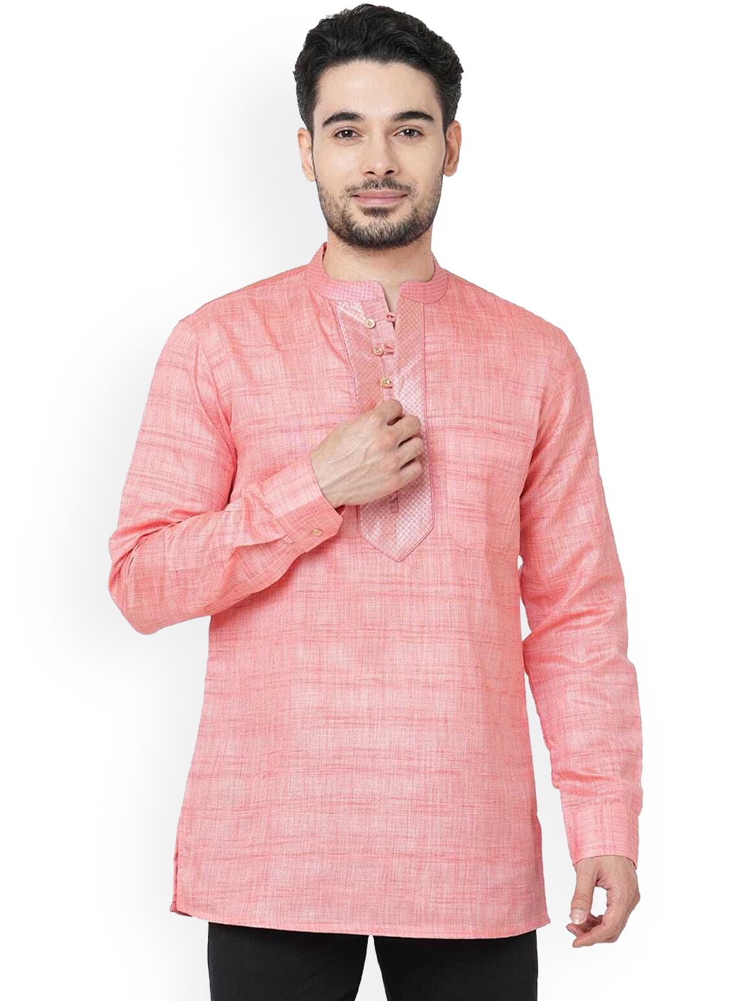 

Arch element Men Thread Work Kurta, Pink