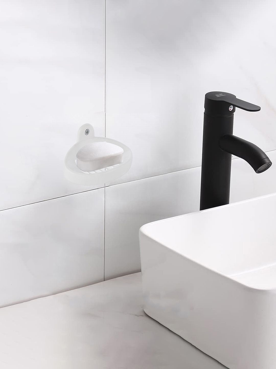 

Kuber Industries White Solid Plastic Soap Dish