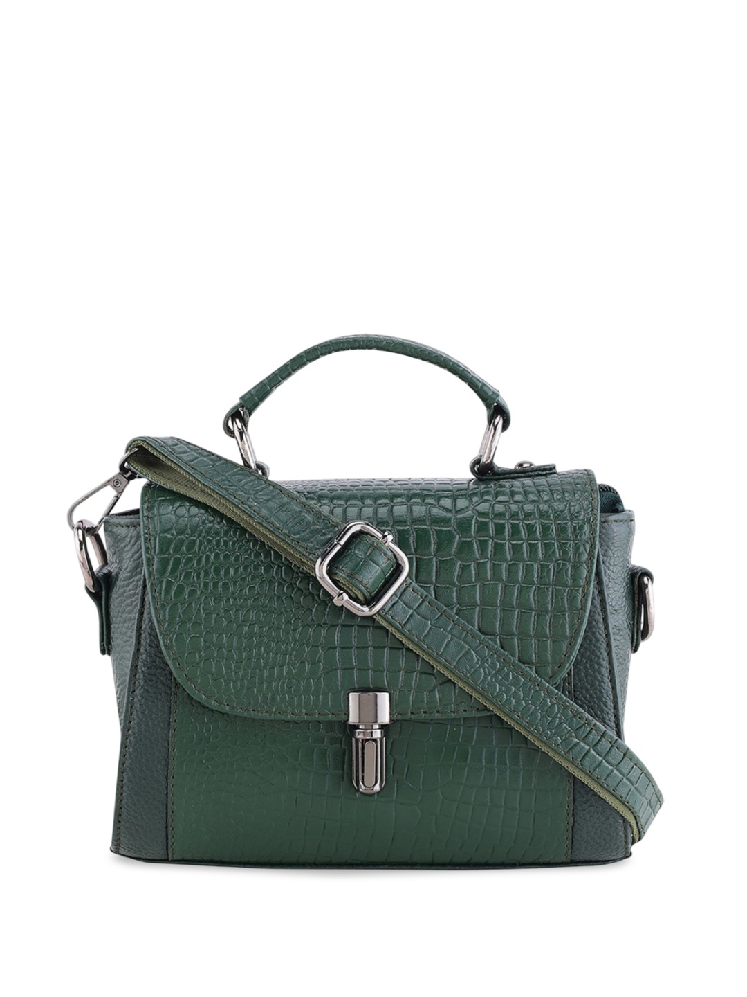 

Steve Jhonson Leather Structured Shoulder Bag, Green