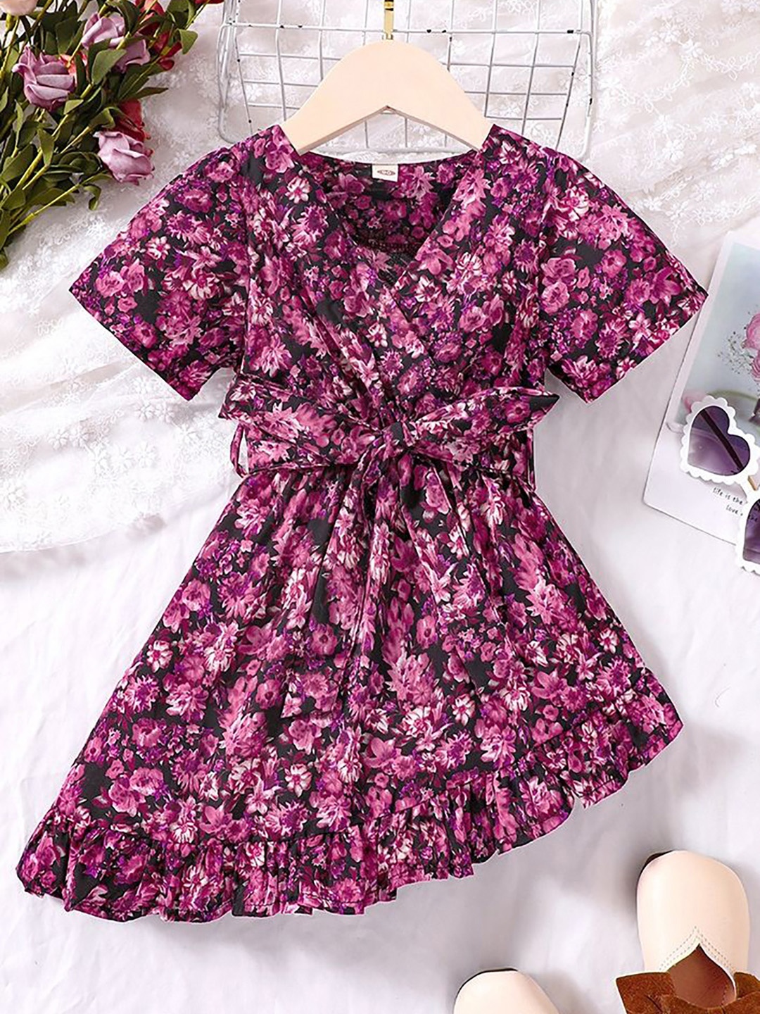 

LULU & SKY Floral Print Fit & Flare Dress, Pink