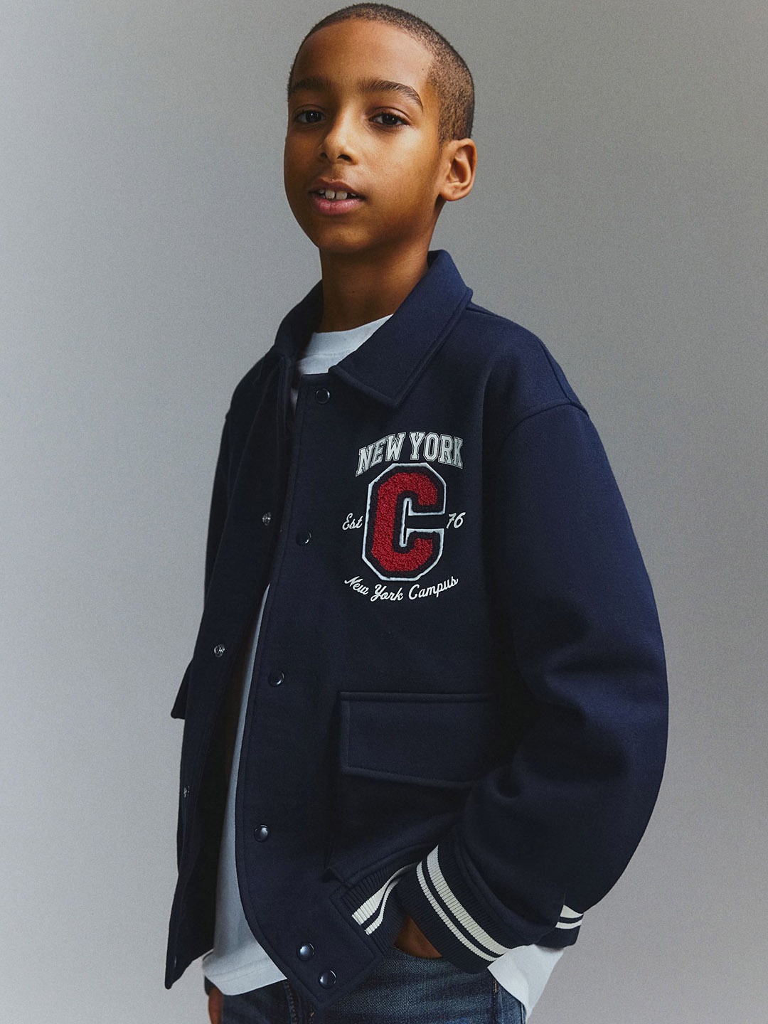 

H&M Sweatshirt Baseball Jacket, Blue