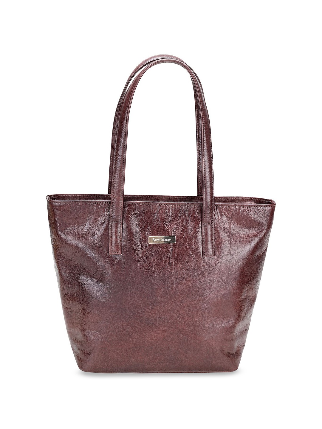 

Steve Jhonson Leather Structured Shoulder Bag, Coffee brown