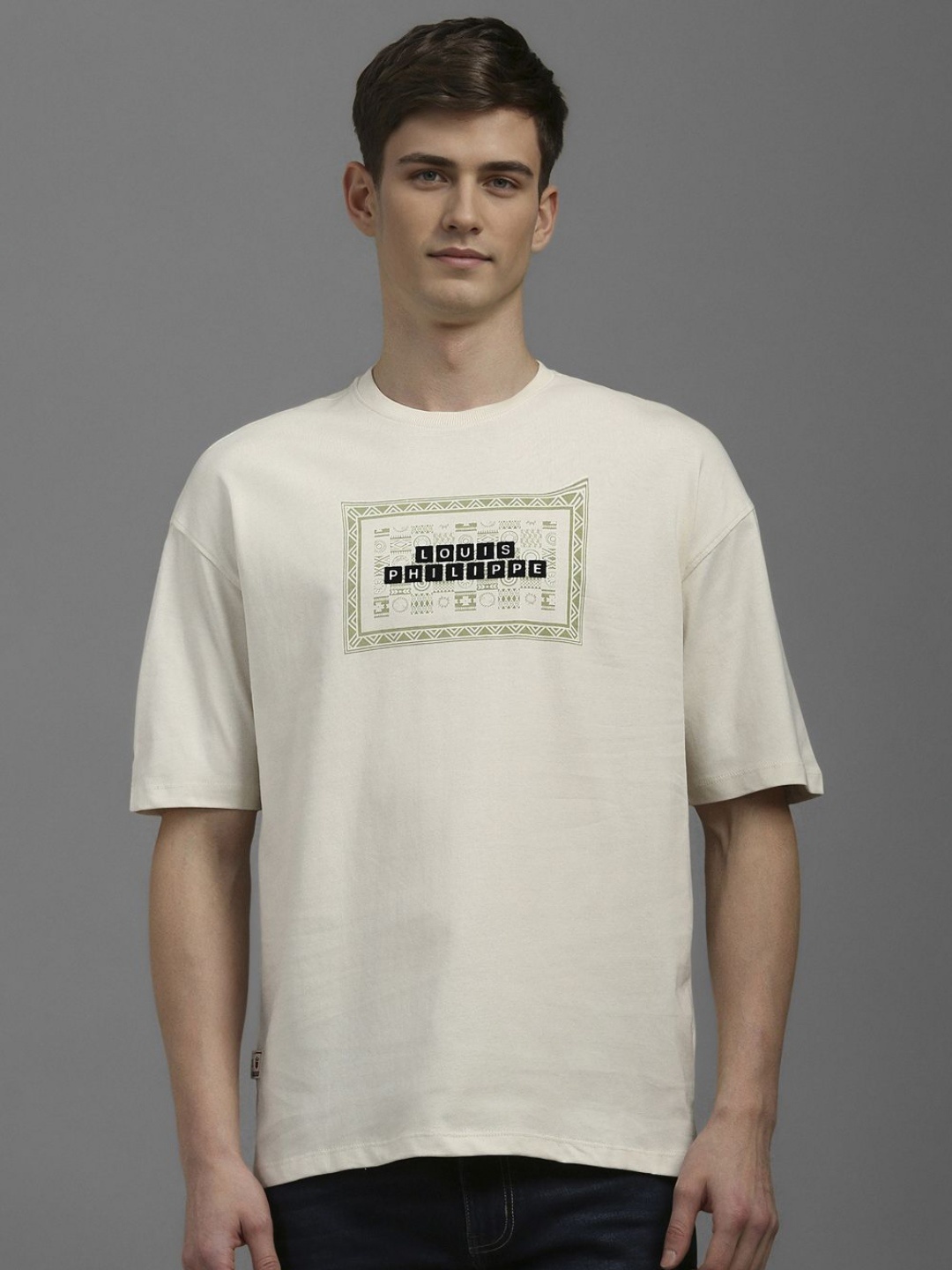 

Louis Philippe Jeans Men Typography Printed T-shirt, White