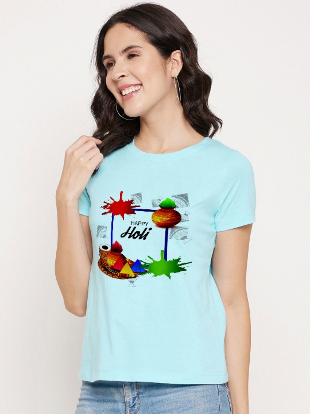 

Shiv traders collection Women Printed Applique T-shirt, Blue