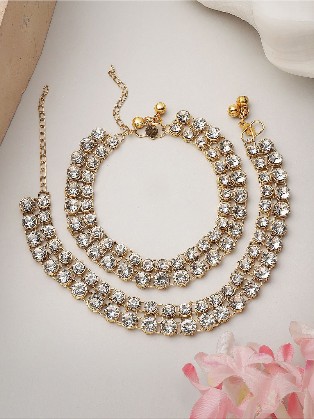 

ANIKAS CREATION Gold-Plated Kundan Anklet