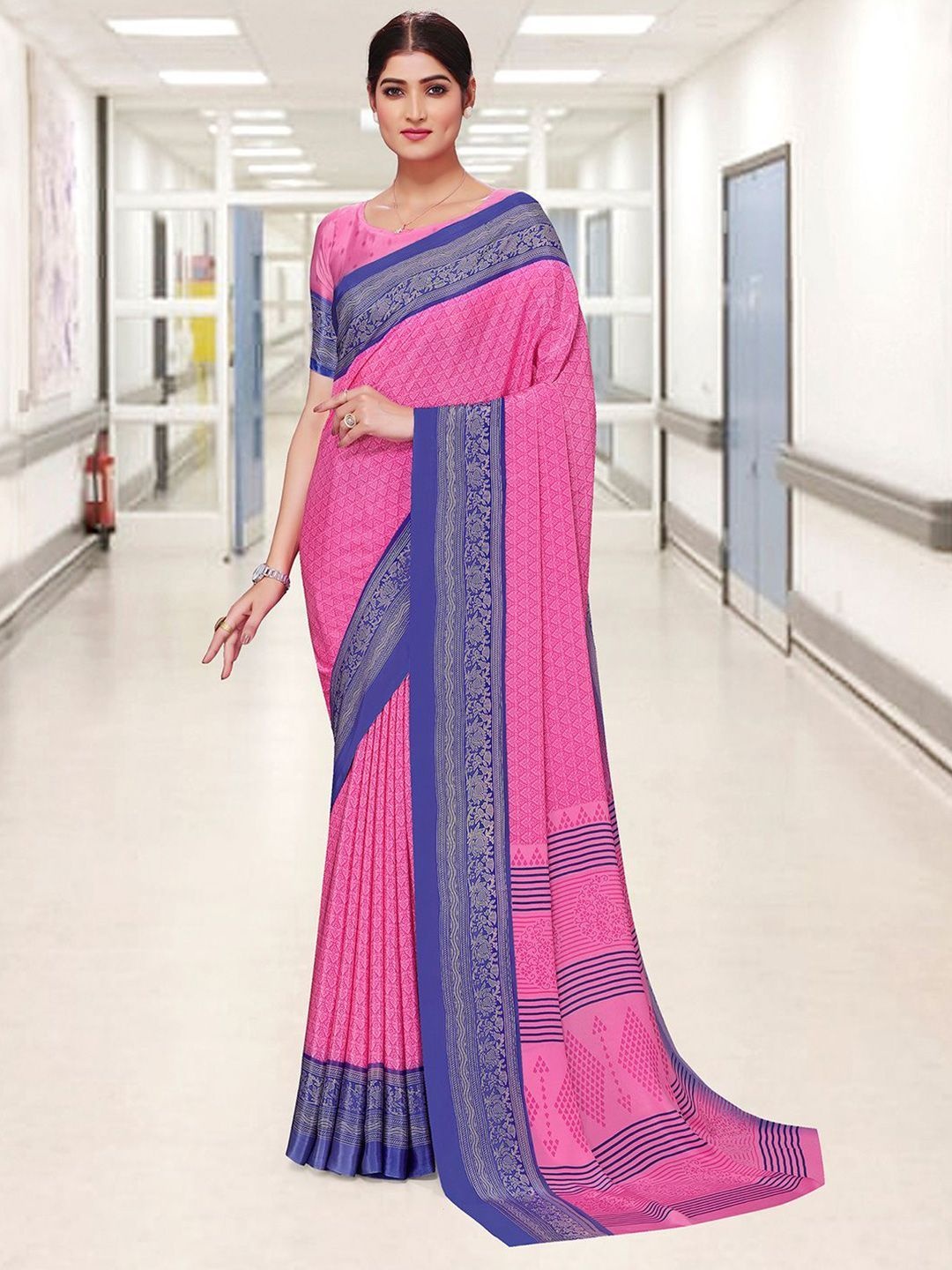 

DIVASTRI Ethnic Motifs Pure Crepe Saree, Pink