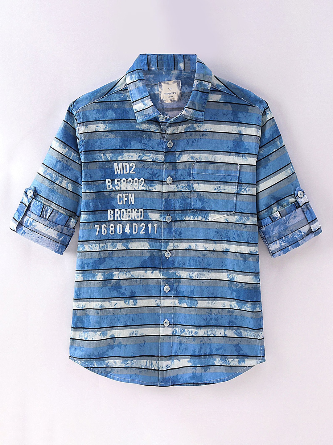 

Infinity Boys Horizontal Stripes Opaque Checked Casual Shirt, Blue