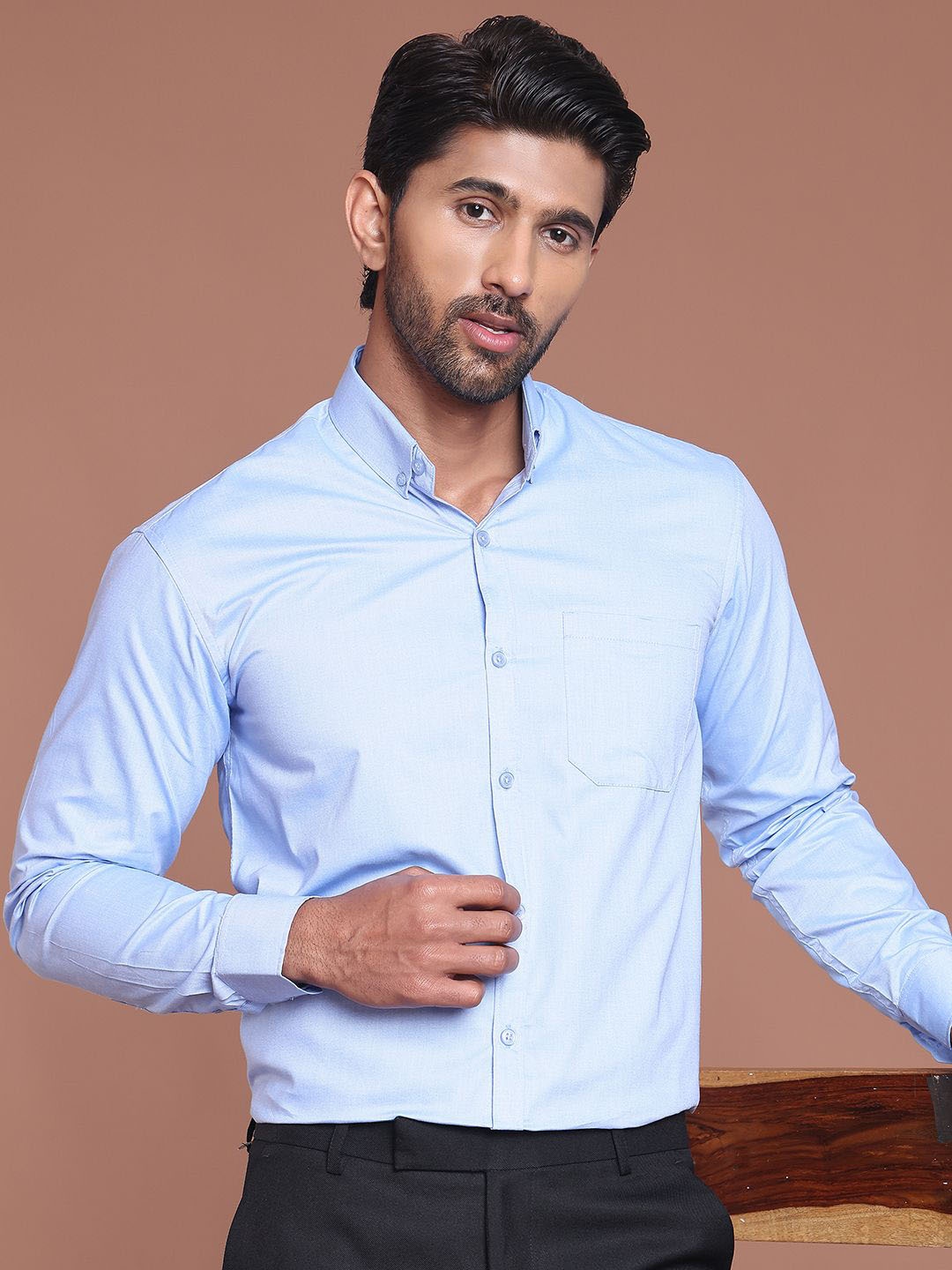 

Indian Needle Men Classic Opaque Formal Shirt, Turquoise blue