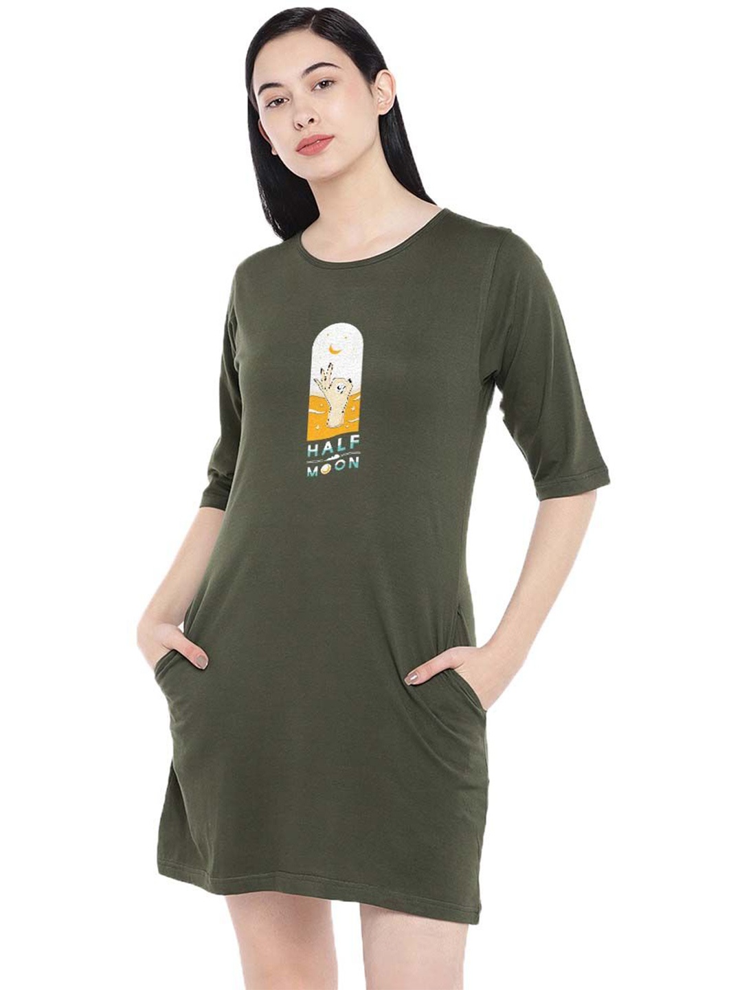 

Moda Rapido Print T-shirt Dress, Green