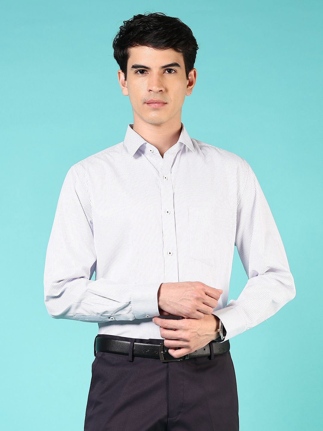 

J White by Vmart Men Opaque Striped Formal Shirt, Navy blue