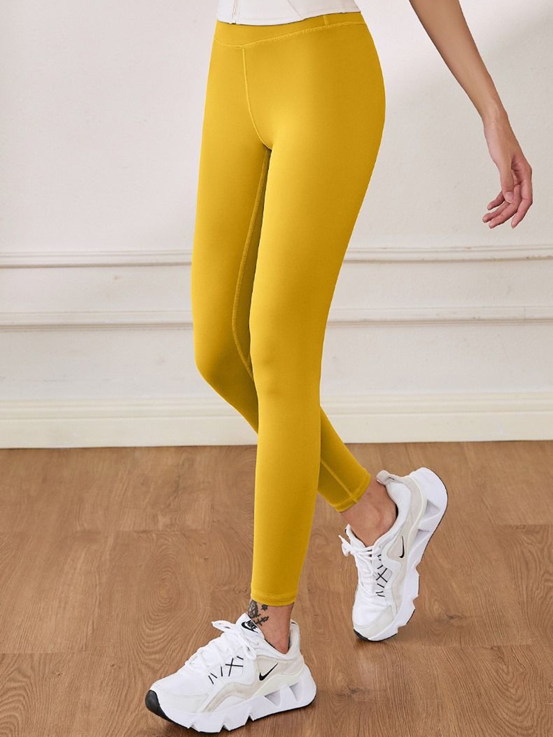 

HRX High Rise Ankle Length Yoga Tights, Mustard