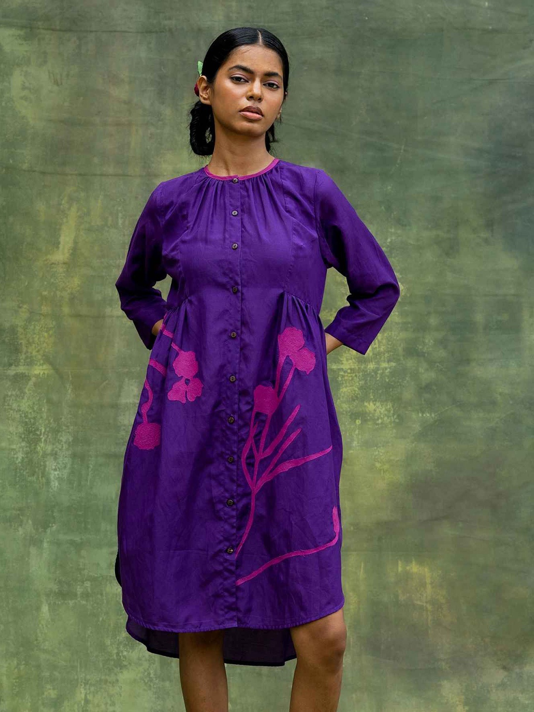 

Doodlage Floral Embroidered Thread Work Kurta, Purple