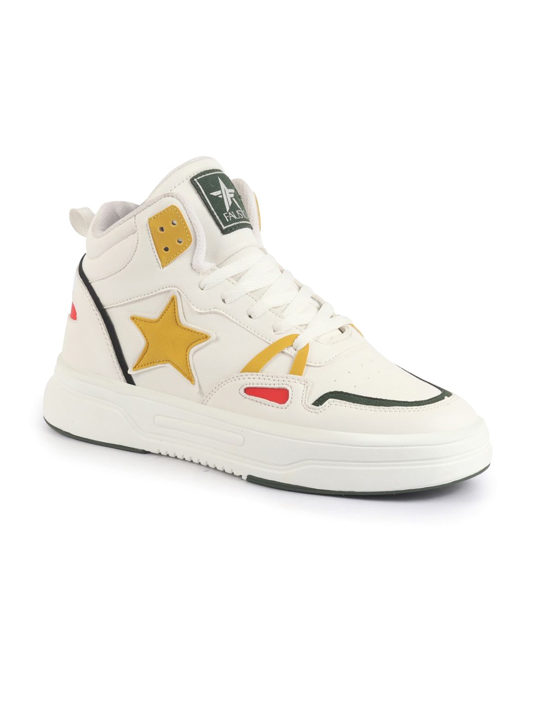 

FAUSTO Men PU High-Top Sneakers, Yellow