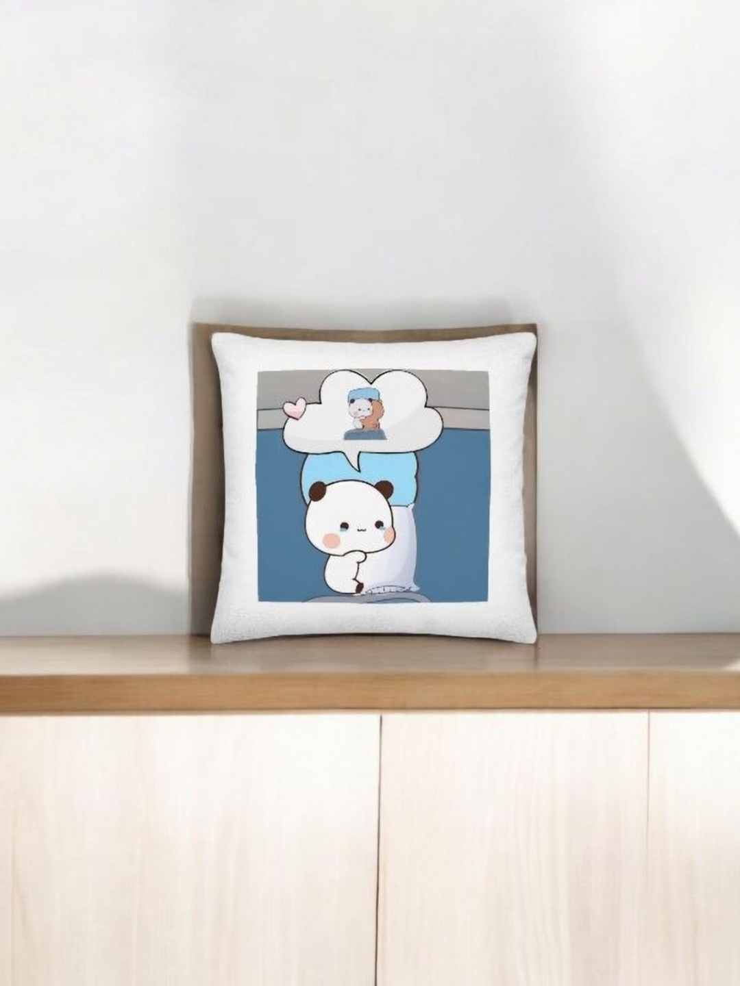 

Anikmart White & Blue Printed Square Shaped Pre-Filled Cushion