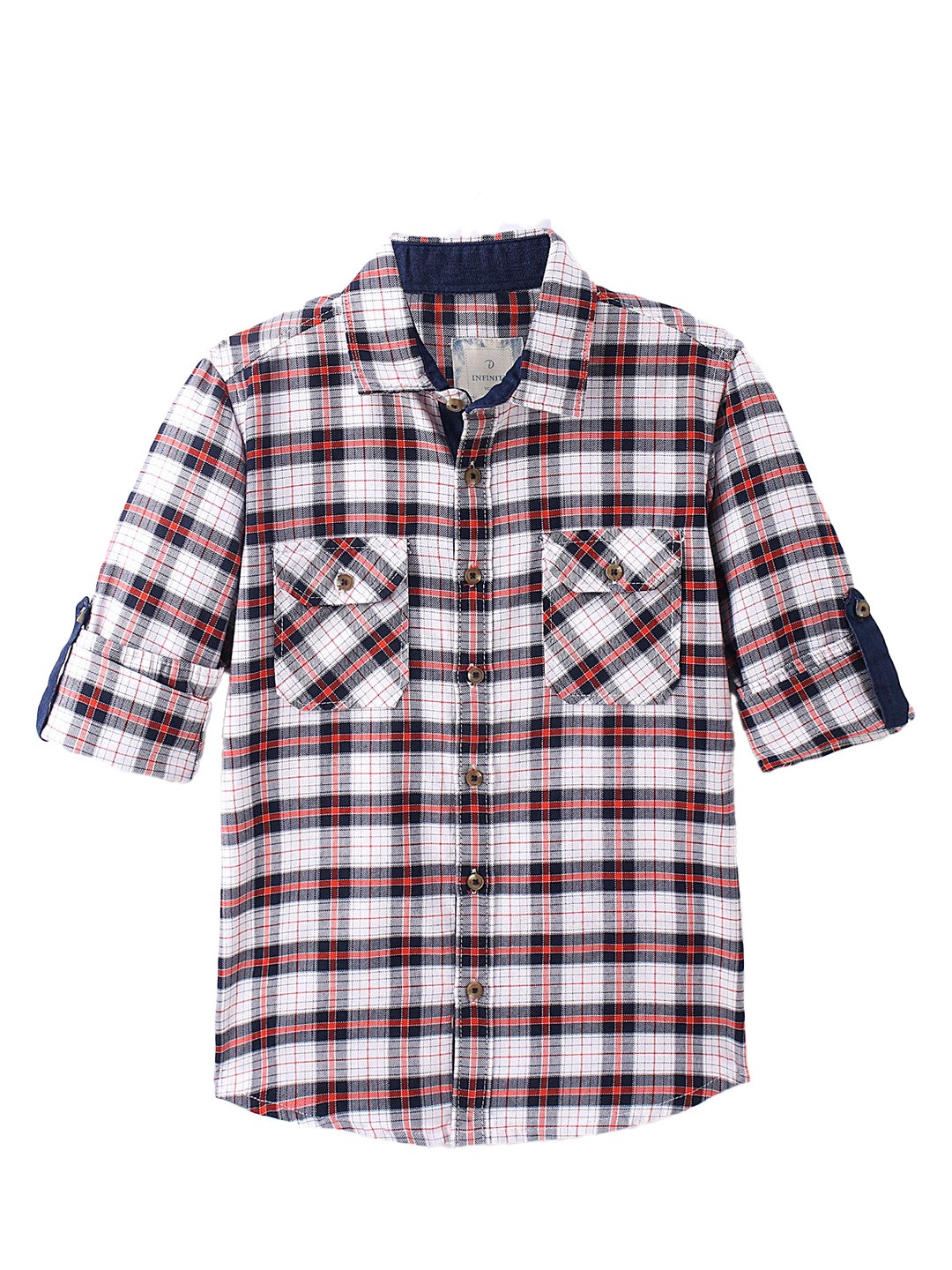 

Infinity Boys Tartan Checks Opaque Checked Casual Shirt, White