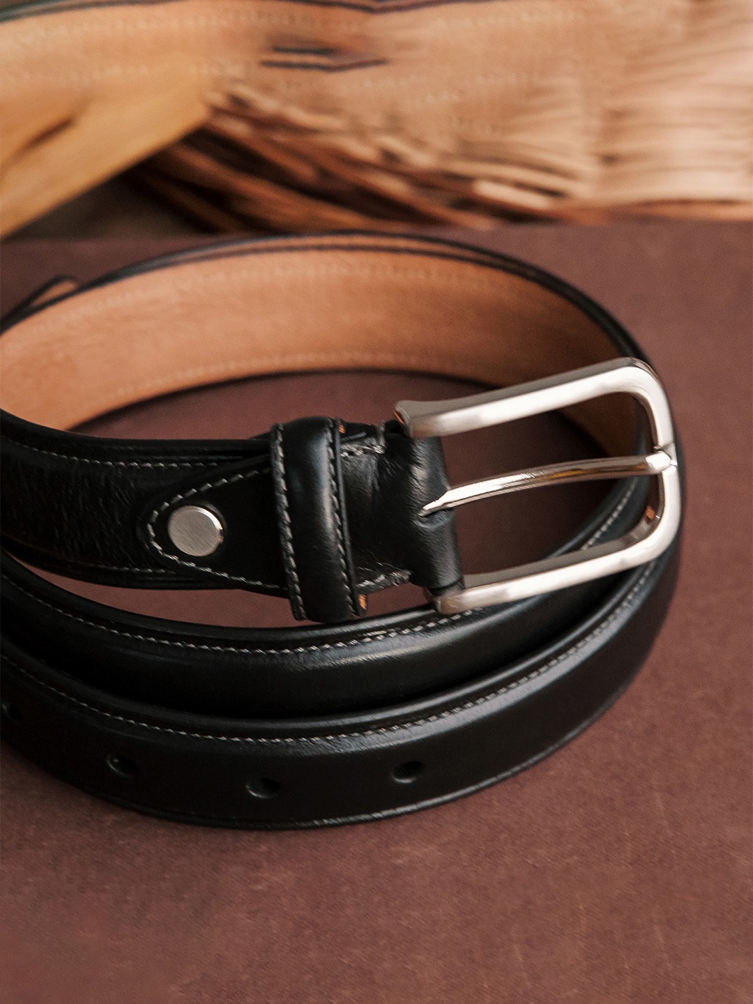

James Aston Ramon Men Vegetable Tanned Full Grain Leather Dress Belt 30 mm, Black