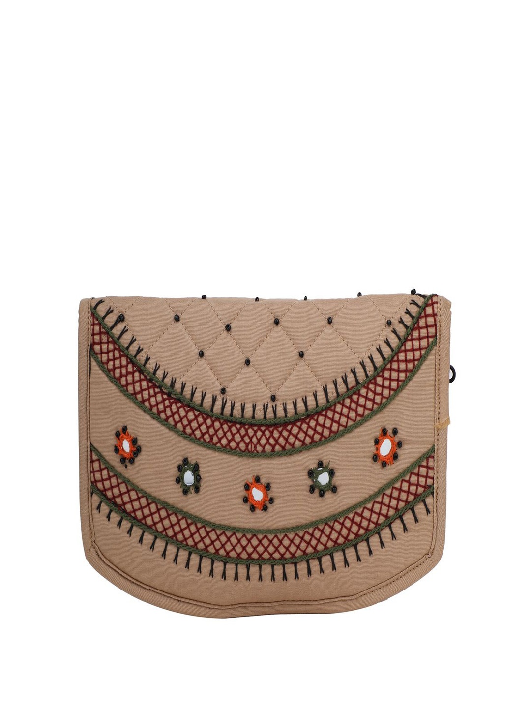 

SriShopify Handicrafts Women Ethnic Motifs Two Fold Wallet, Cream
