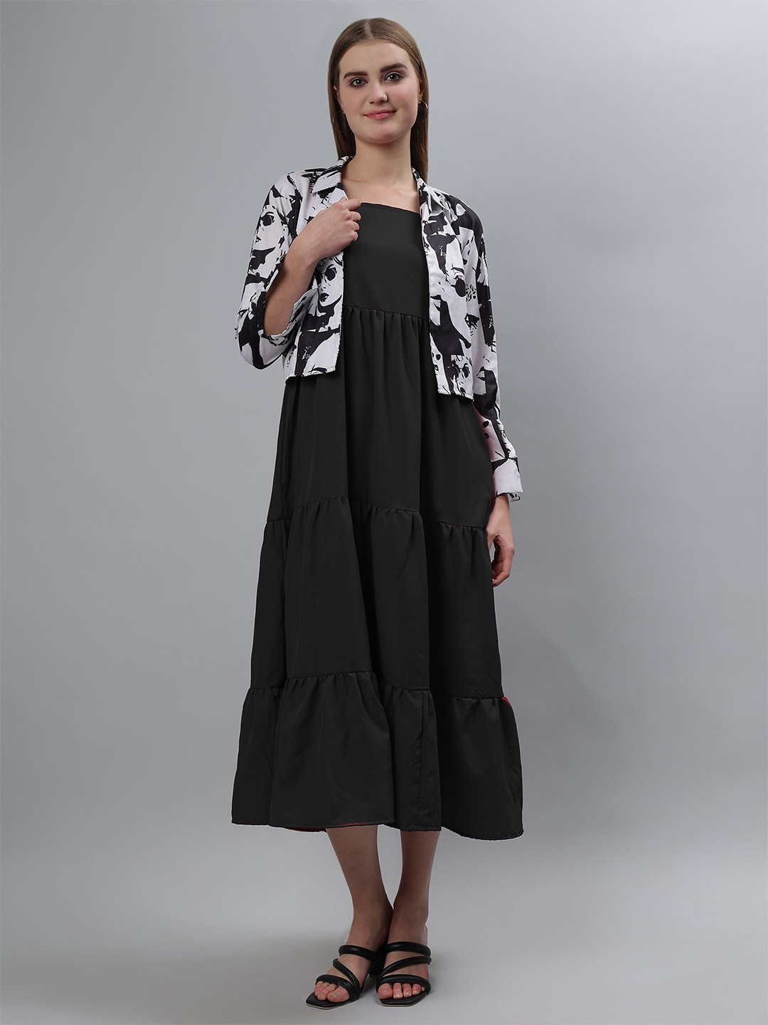

ETRAANA Print A-Line Maxi Dress, Black