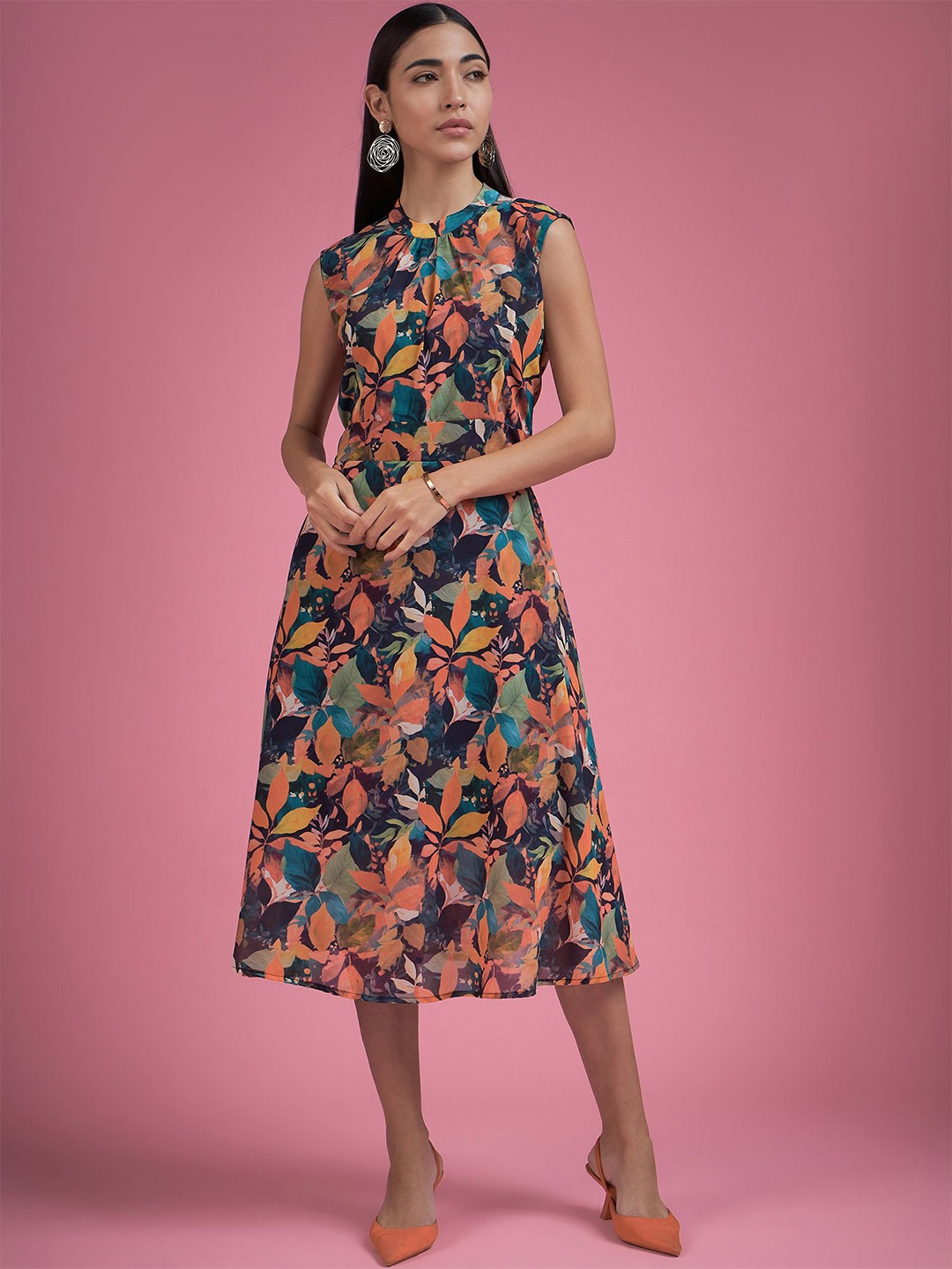 

all about you Floral Print Georgette Fit & Flare Dress, Multi