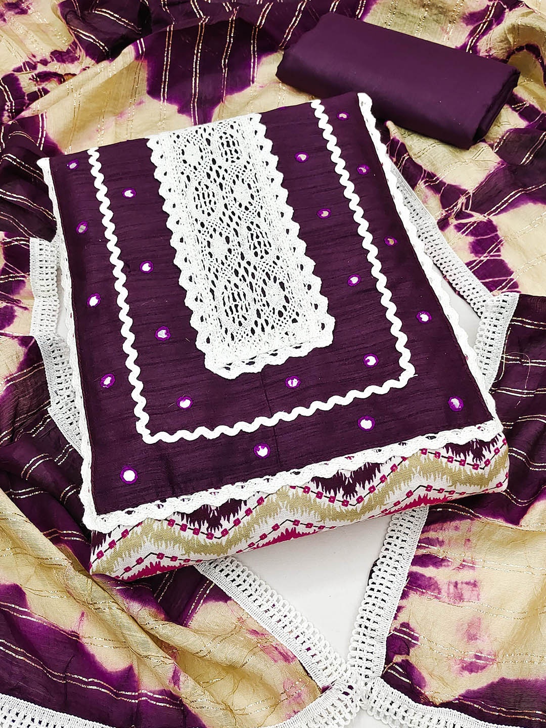 

SAINOOR Printed Pure Cotton Semi-Stitched Dress Material, Violet
