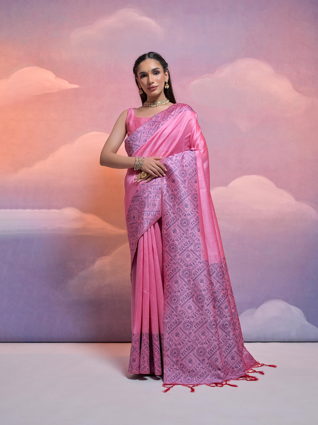 

Divyadham Textiles Pure Silk Banarasi Saree, Pink