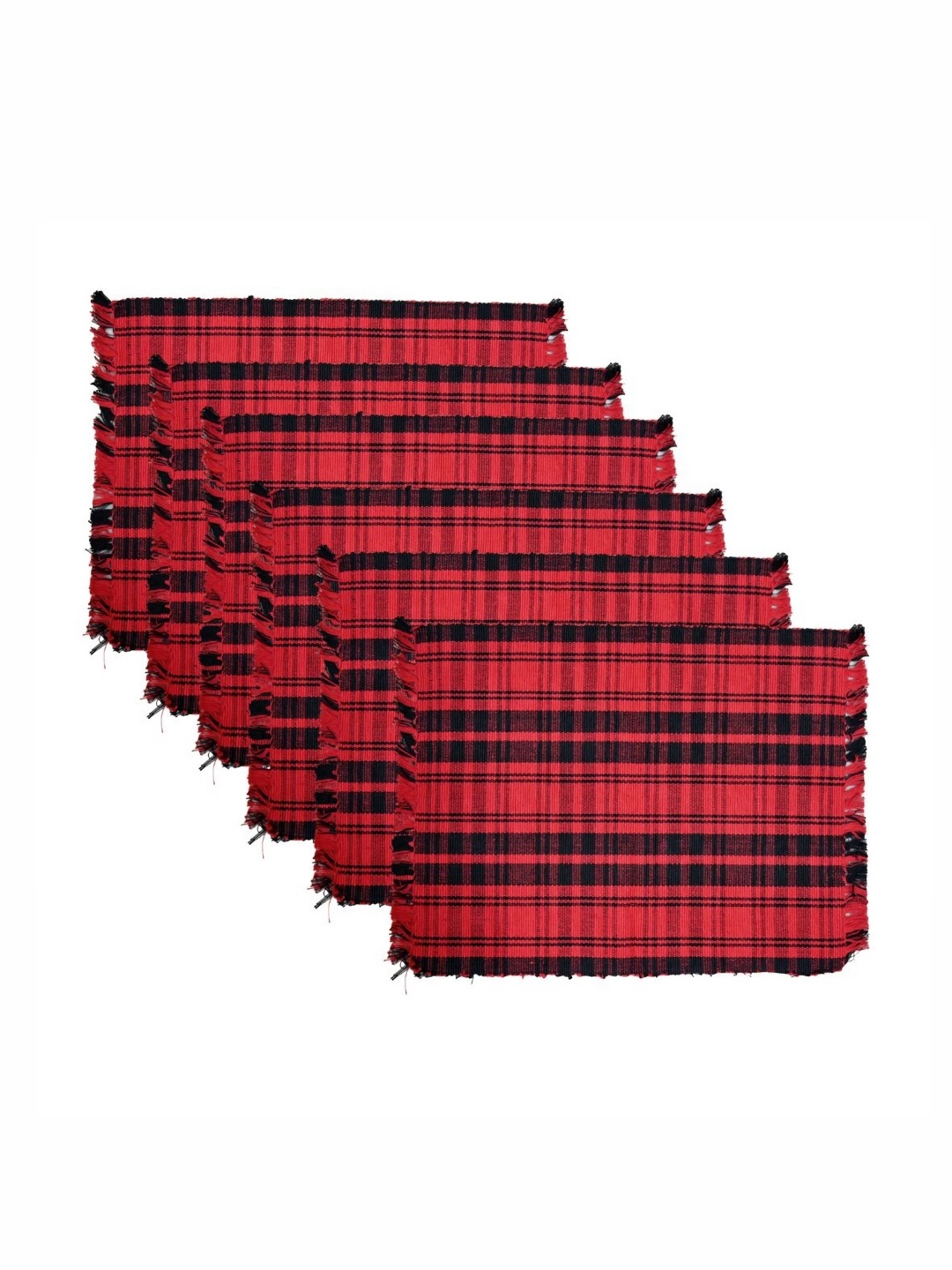 

Set of 7 Red Printed Table Placemats