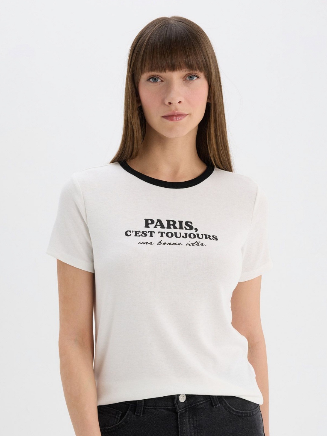 

DeFacto Women Typography Printed Applique T-shirt, Na