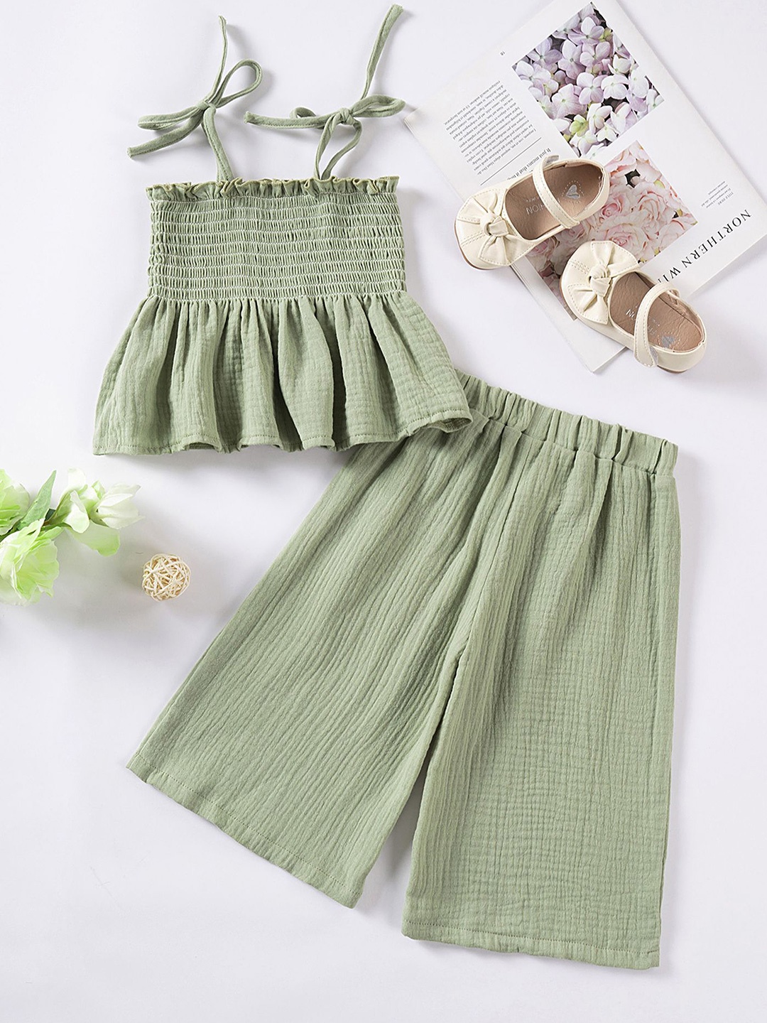 

LULU & SKY Girls Top with Trousers, Green