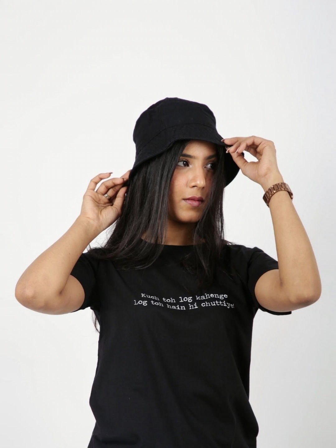 

KaamBhari Unisex Pure Cotton Applique T-shirt, Black