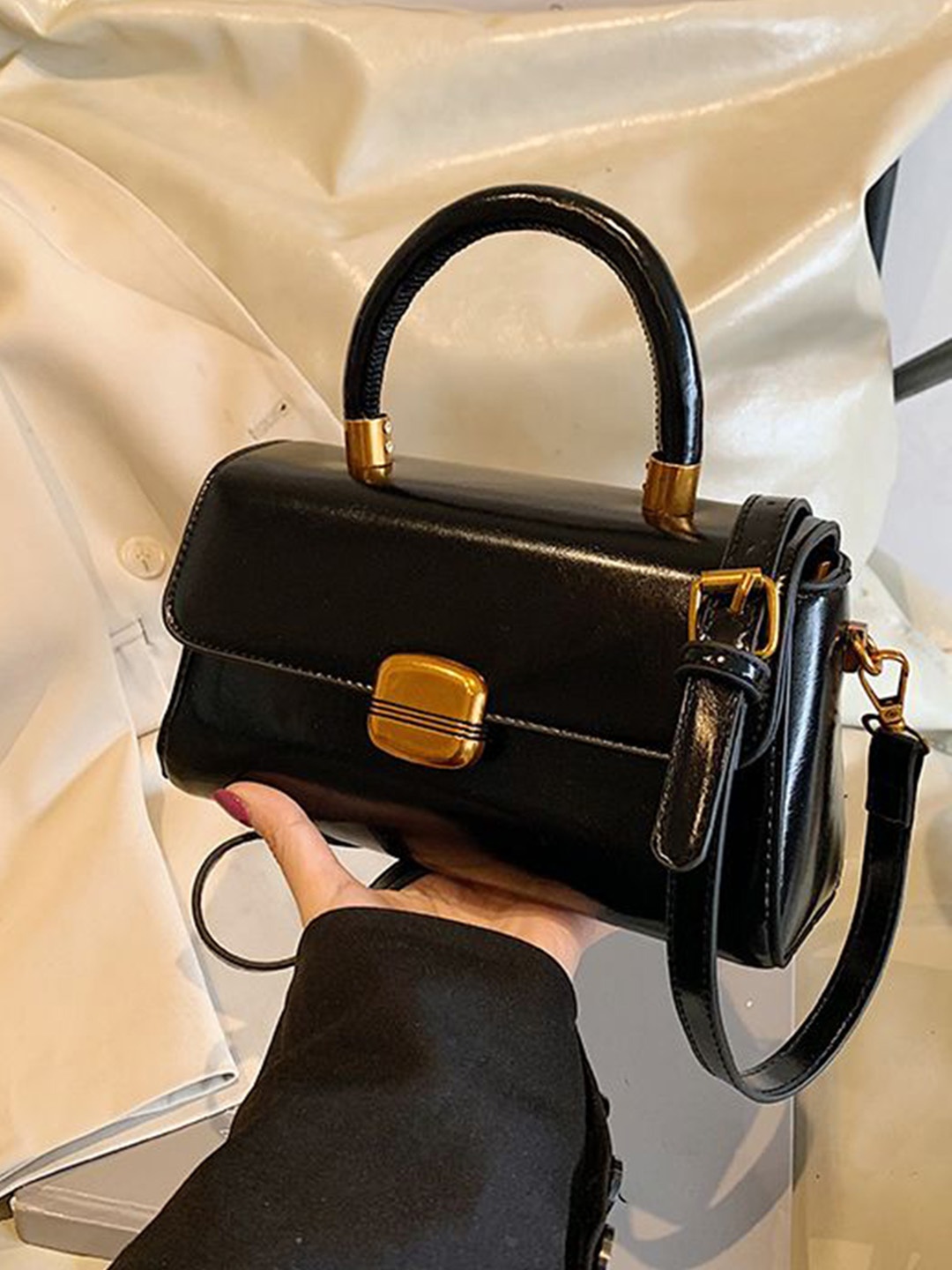 

StyleCast x Revolte Suede Structured Shoulder Bag, Black