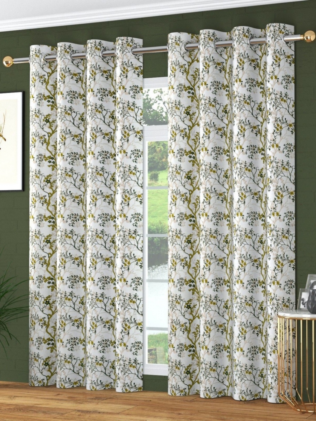 

Galaxy Home Decor Green Set of 2 Floral Window Curtain