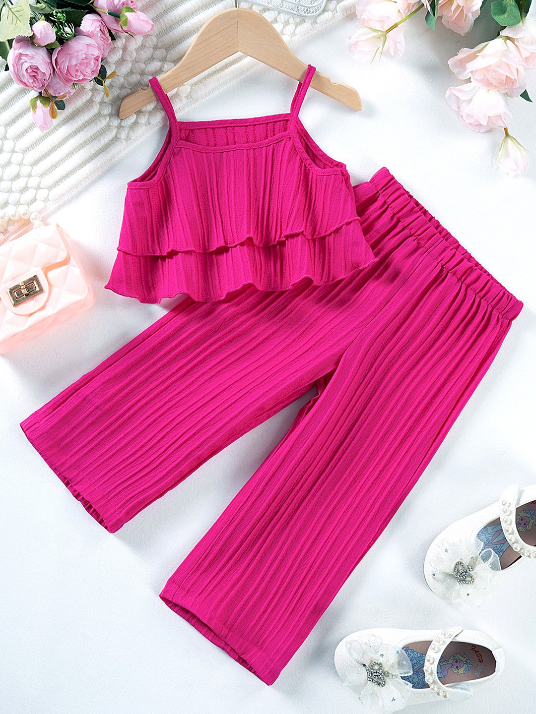 

LULU & SKY Girls Top with Trousers, Pink