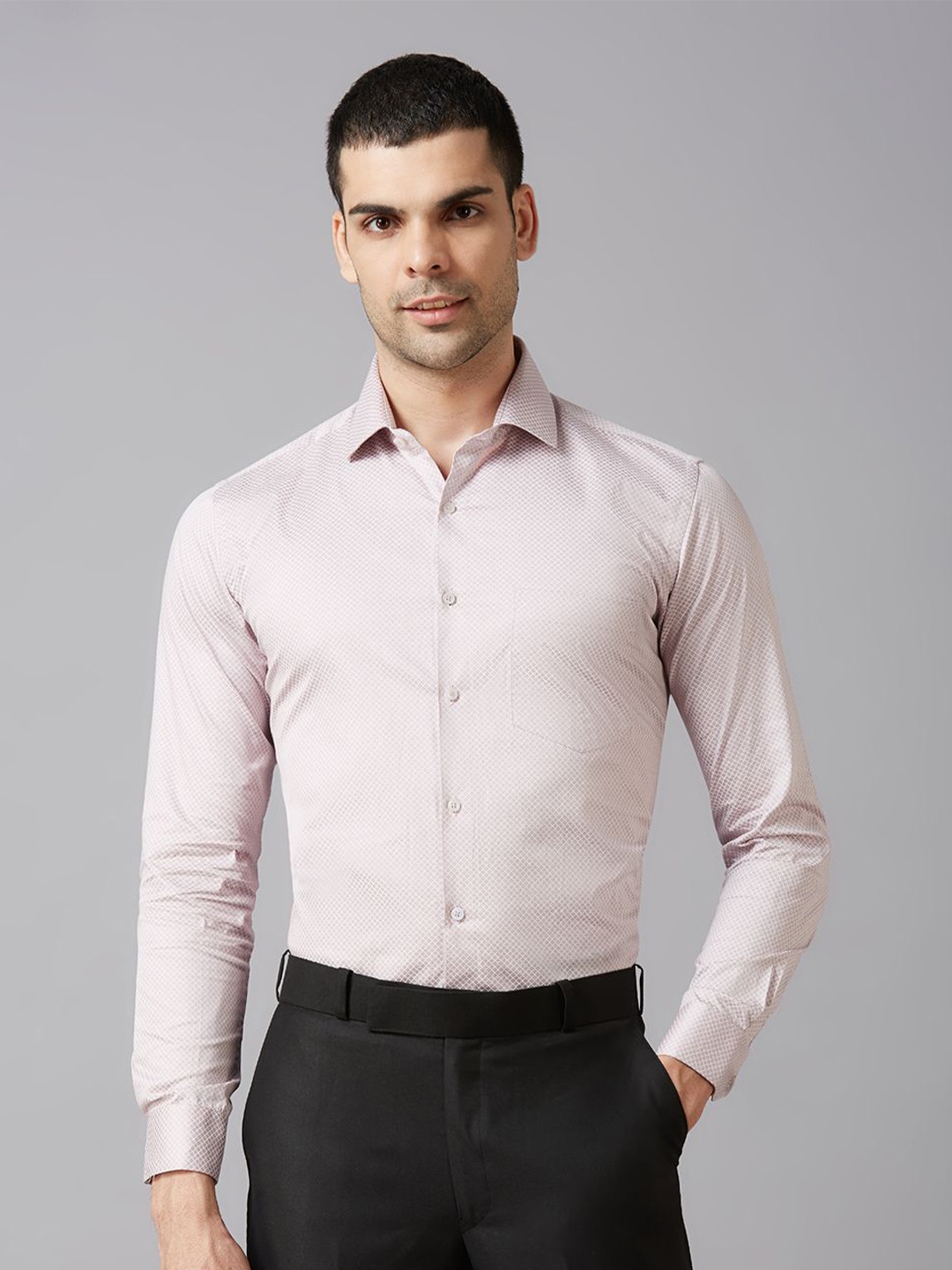 

John Philips Men Slim Fit Opaque Formal Shirt, Pink